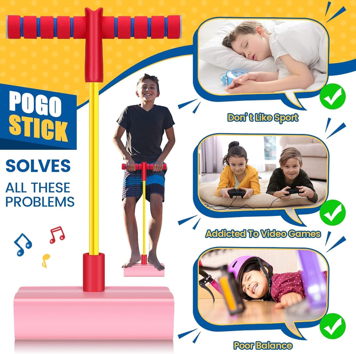 Grow Taller in Jumping Game Pogo Jumper for Kids Fun Toys for Kids Autistic Fun Sports Games Pogo Stick for Kids Cool Toys Pogo Jump Makes Pop Sounds (Blue) 4