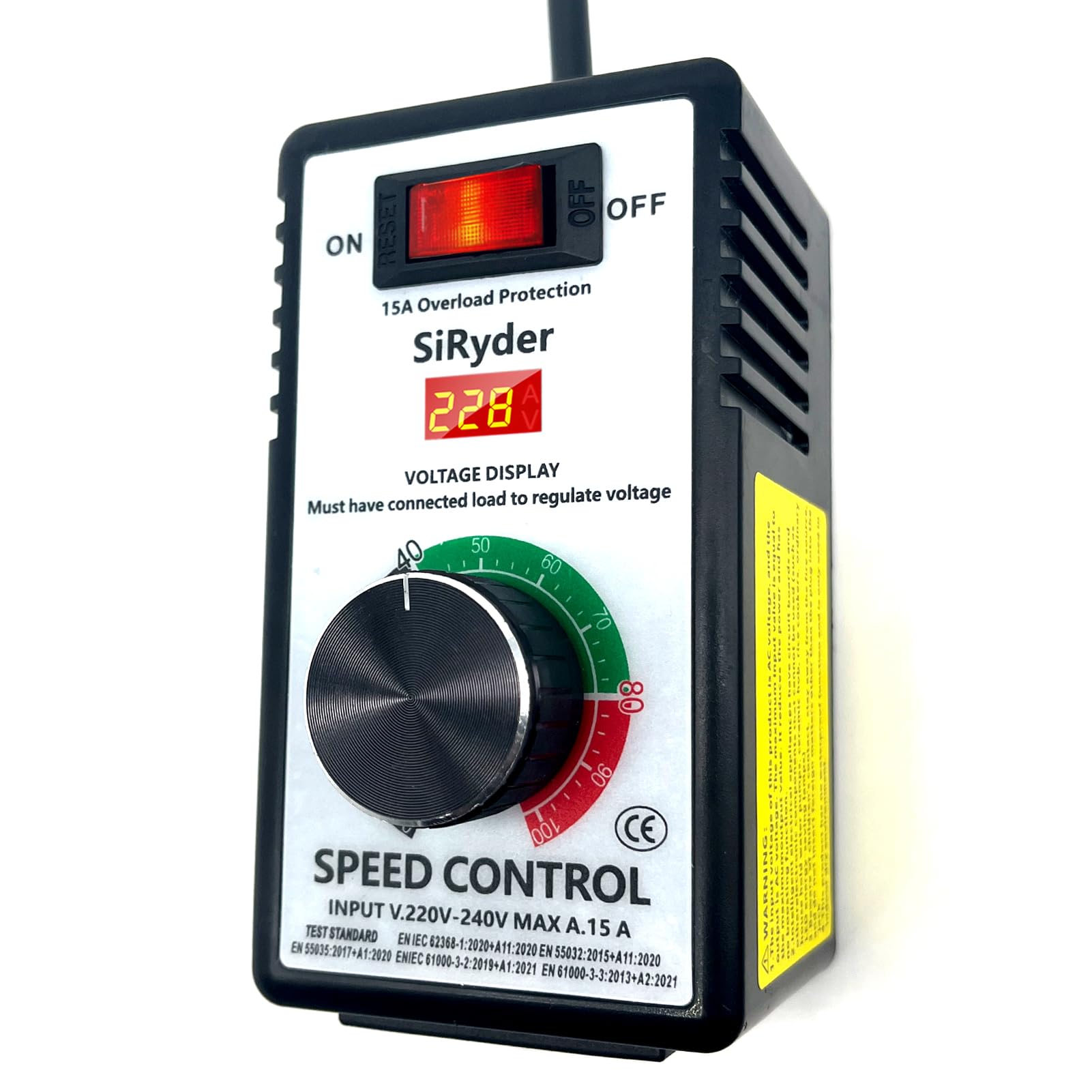 Regolatore di Tensione 220V Regolatore Velocita Motori Con Protezione Da Sovraccarico Per Smerigliatrici Angolari Asciugacapelli Trapani Portatili Seghe Circolari 10A