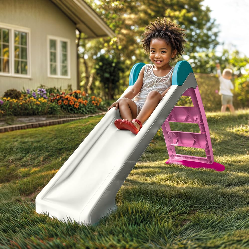 Dolu Meine erste Pastellrutsche für Kinder ab 2 Jahren, Kleinkindrutsche, Indoor-Rutsche, Spielgerät für Kinder, Outdoor-Spielgerät, Gartenrutsche, freistehende Rutsche, Kinder, Rosa/Weiß