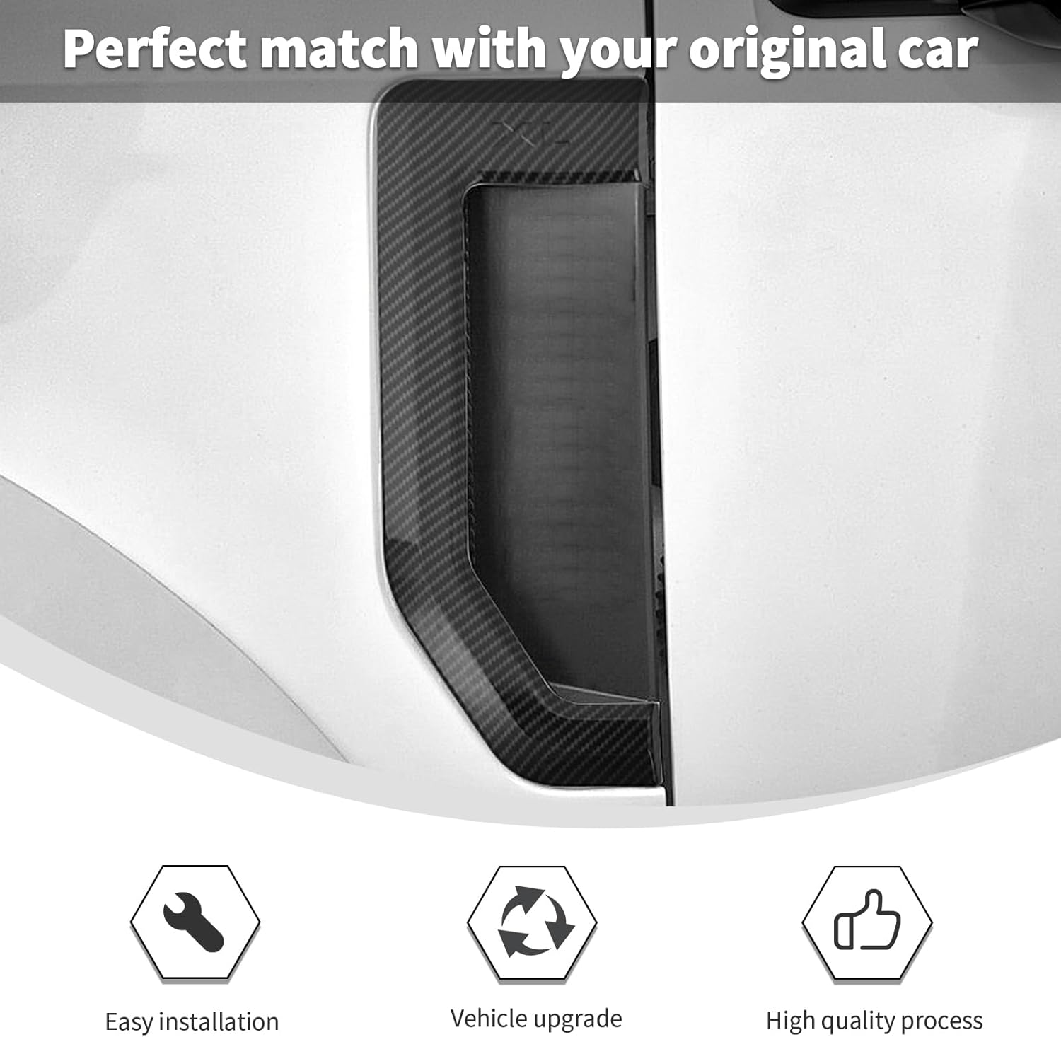 Linskip Fender Side Emblem Trim Compatible with 2017-2022 Ford F250/F350/F450/F550 XL, Fender Badges Cover, Enterior Accessories(Black Carbon)