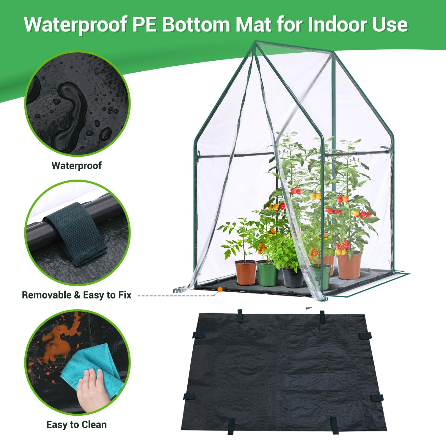 Ohuhu - Mini invernadero para interiores y exteriores: invernadero portátil con almohadilla impermeable para plantas pequeñas, germinación de vivero, 36 x 36 x 58.5 pulgadas, cubierta de PVC