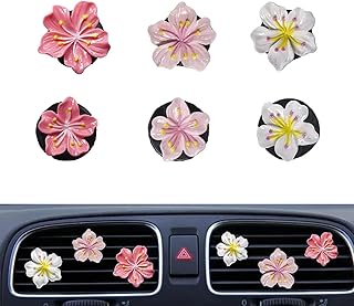 Ferianl 6PCS Car Air Vent Clips, Cute Pink Flowers Air Vent Clips, Car Interior Aesthetic Decorations for Women and Girls, Universal for Vehicles,Trucks,RVs (Pink & White & Yellow)
