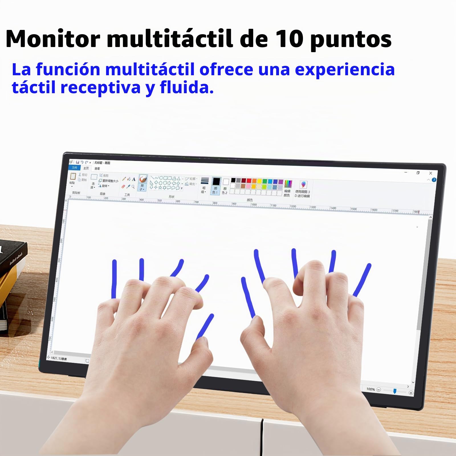 GeeekPi Monitor portátil de 18,5 Pulgadas, 1920 x 1080 IPS, Pantalla táctil de 120 Hz, 1080P, Pantalla táctil con HDMI USB-C, Altavoces Integrados, Soporte VESA para Xbox PS4/5, portátil, Mac, PC