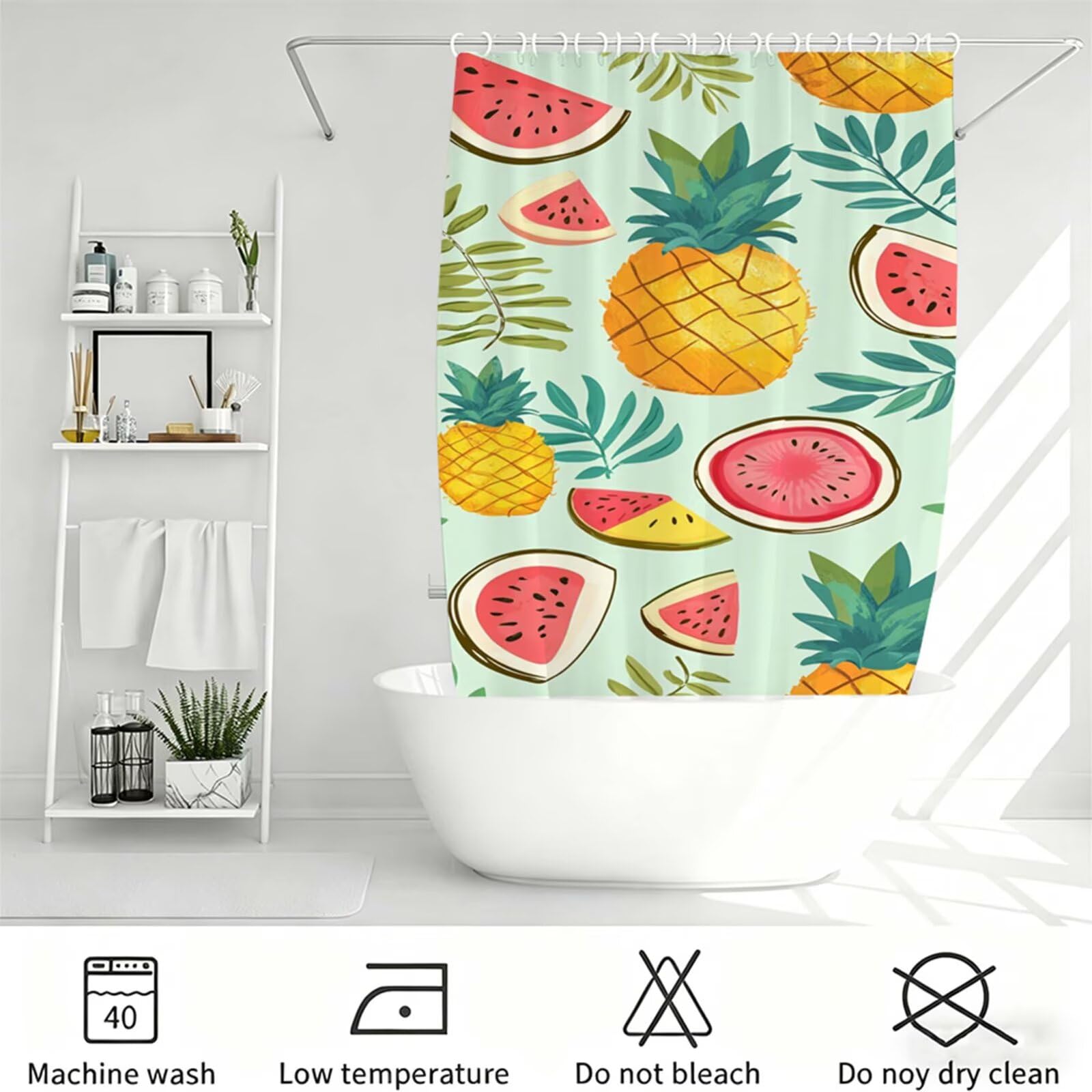 Tenda Doccia 180x240cm arancione Tenda per Doccia con 12 Anelli, Bordo Ponderato, Polyester Tessuto Lavabile, Asciugatura Rapida, Facile da Pulire, per Bagno Dormitorio Hotel frutta J-447
