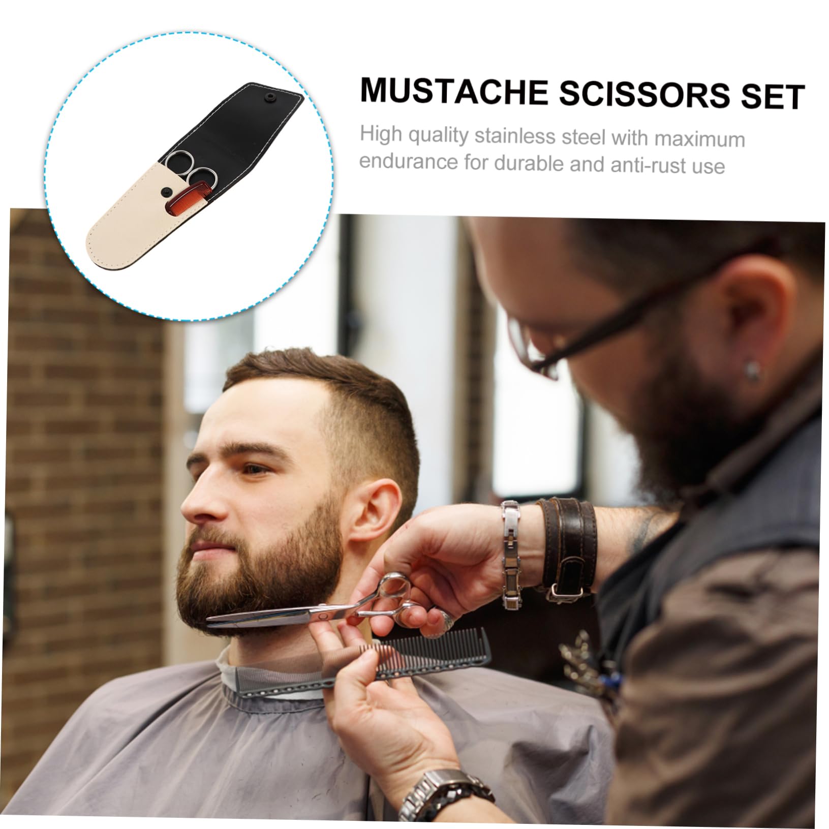 minkissy 2 Sets Pcs Stainless Steel Nose Hair Clippers for Men Beard Comb Kit Eyebrows Eyelashes Trimmer Scissor Eyebrow Trimmer