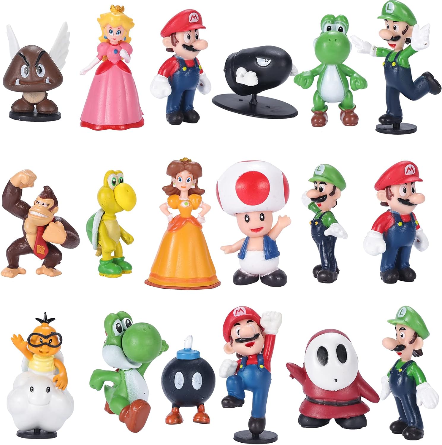 18 pcs/Set Mario Figures Toy - Mario & Luigi Figurines Yoshi Action Figures (2 inch)