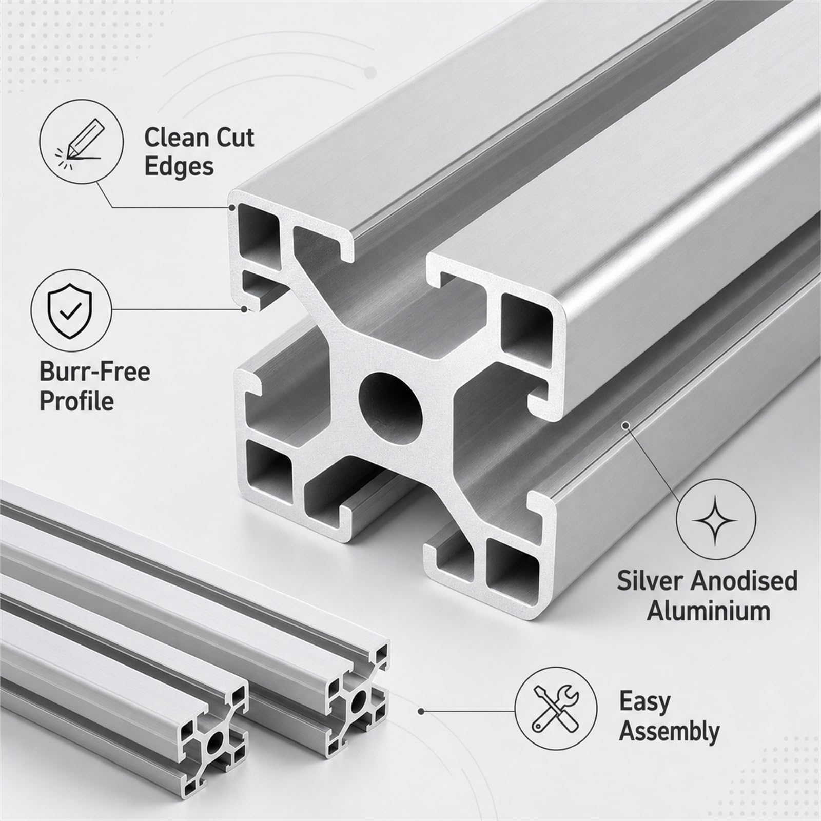 Profil Alu FüR Aluprofil,Aluminium Alu Profil Eloxiert,Alu Profile Stecksystem,3D Drucker Alu Profil,Stabil Und Langlebig,FüR Maschinenbau,Werkbank & DIY