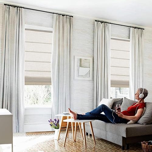 Miniatura 3 de Artdix - Persianas romanas de lino, sin cuerdas, personalizadas, para oscurecimiento de habitación, para puertas, puertas francesas, y ventanas de