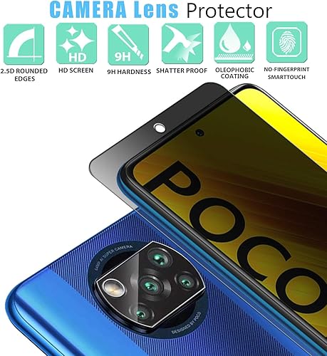 Miniatura 2 de Anbzsign - Protector de lente de cámara y 2 unidades Protector de pantalla de cobertura completa de privacidad para Xiaomi Poco X3  Poco X3 NFCPoco