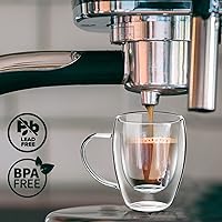 Vista 4 de PARACITY Glass Coffee Mugs Set of 2 with Bamboo Lid/Spoon, Double Wall Insulated Clear Tea Cups 12 OZ with Hand for Cappuccino/Latte/Coffee