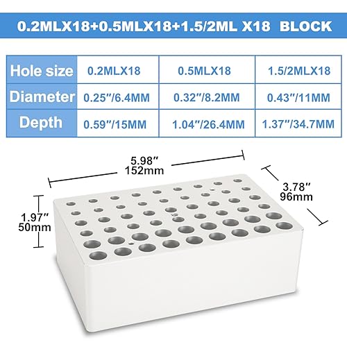 Miniatura 10 de ONiLAB 5/15mLx28 Tubos de centrífuga Capacidad Bloque de calefacción de baño seco de aluminio científico para incubadora de baño seco digital