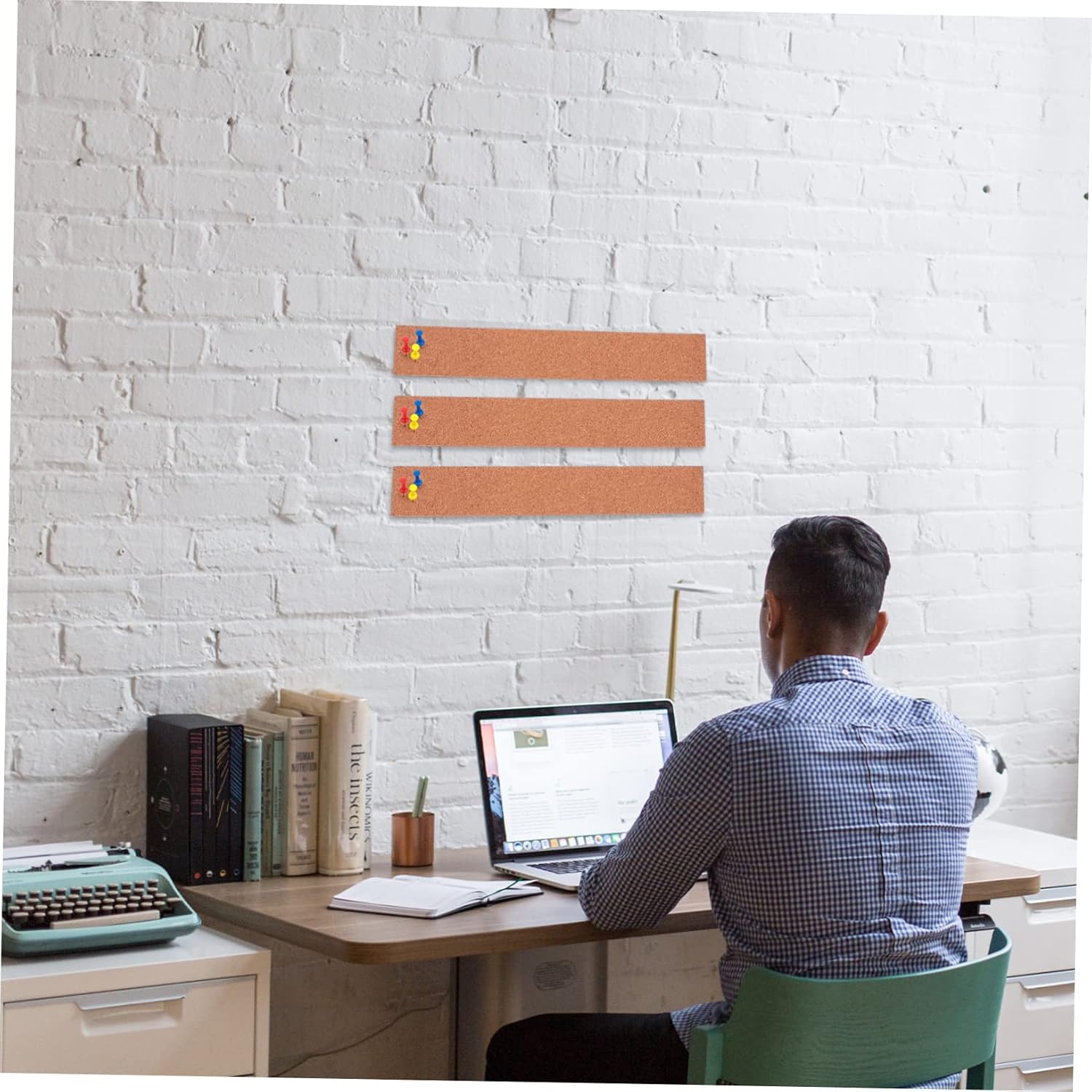 Uonlytech 1set Cork Board Strips Pushpins Non- Memo Board Strips for Decorative Softwood Bulletin Bar for Photos and Messages