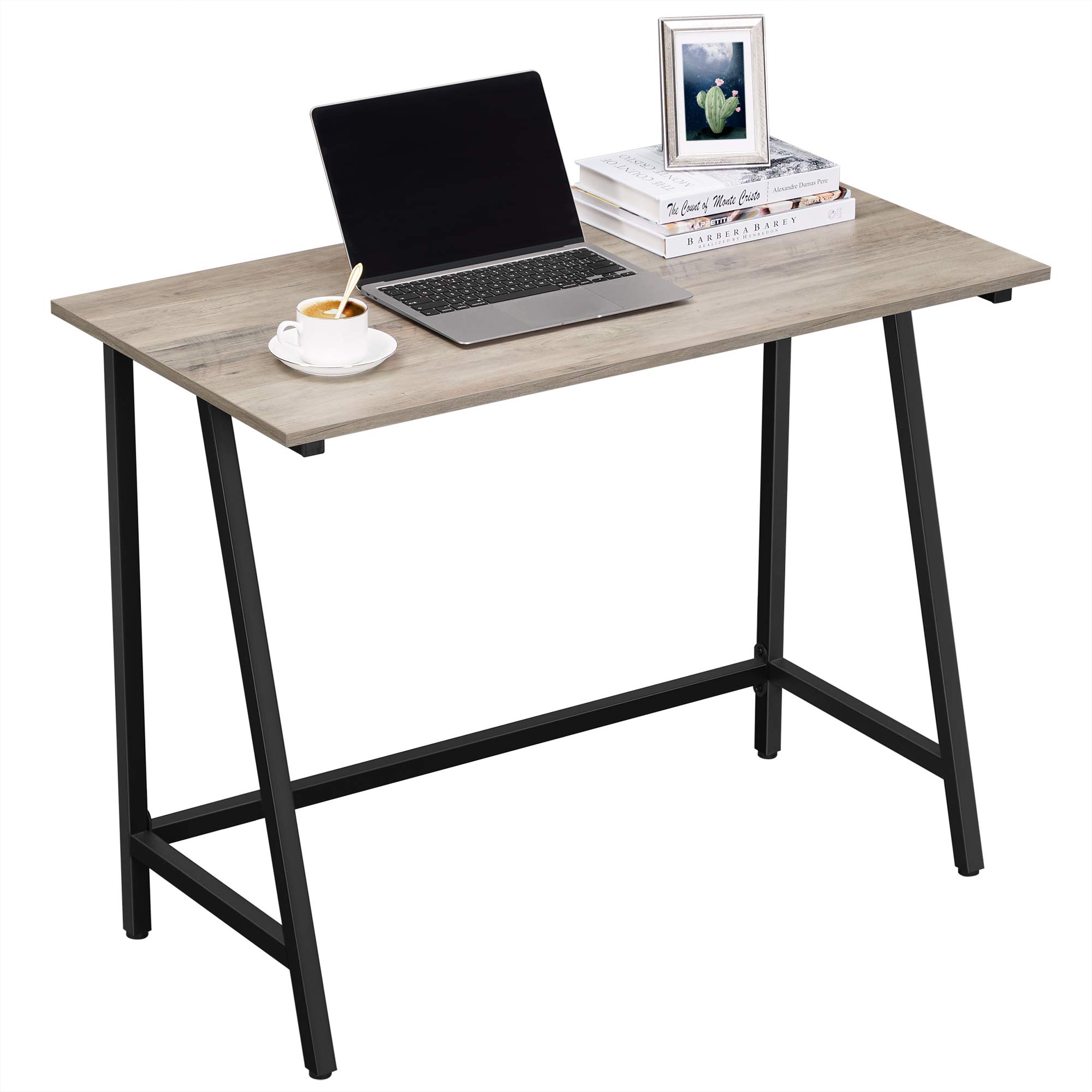 VASAGLE Scrivania per Computer, Scrittoio, Piano Vintage, Tavolo da Studio, Montaggio Facile, 50 x 100 x 75 cm, Industriale, Greige e Nero LWD040B02