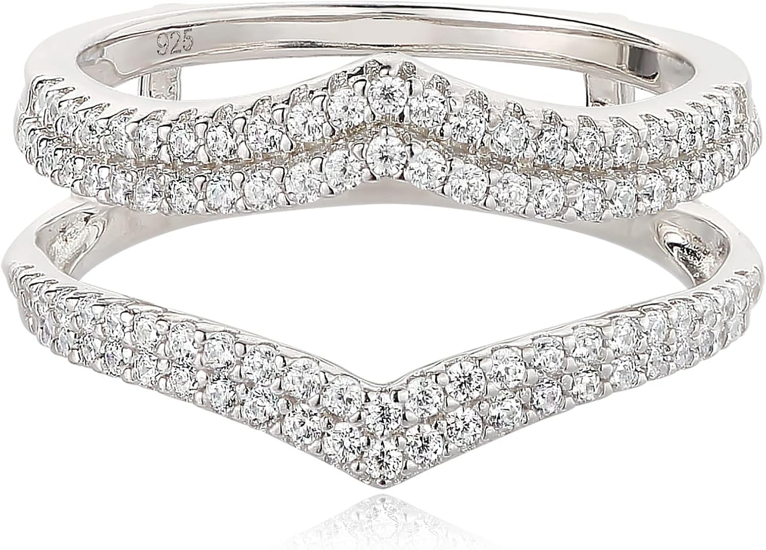 Wuziwen Guard Ring Enhancers Wedding Band for Womens Cubic Zirconia CZ 925 Sterling Silver Size 5-10 : Clothing, Shoes & Jewelry