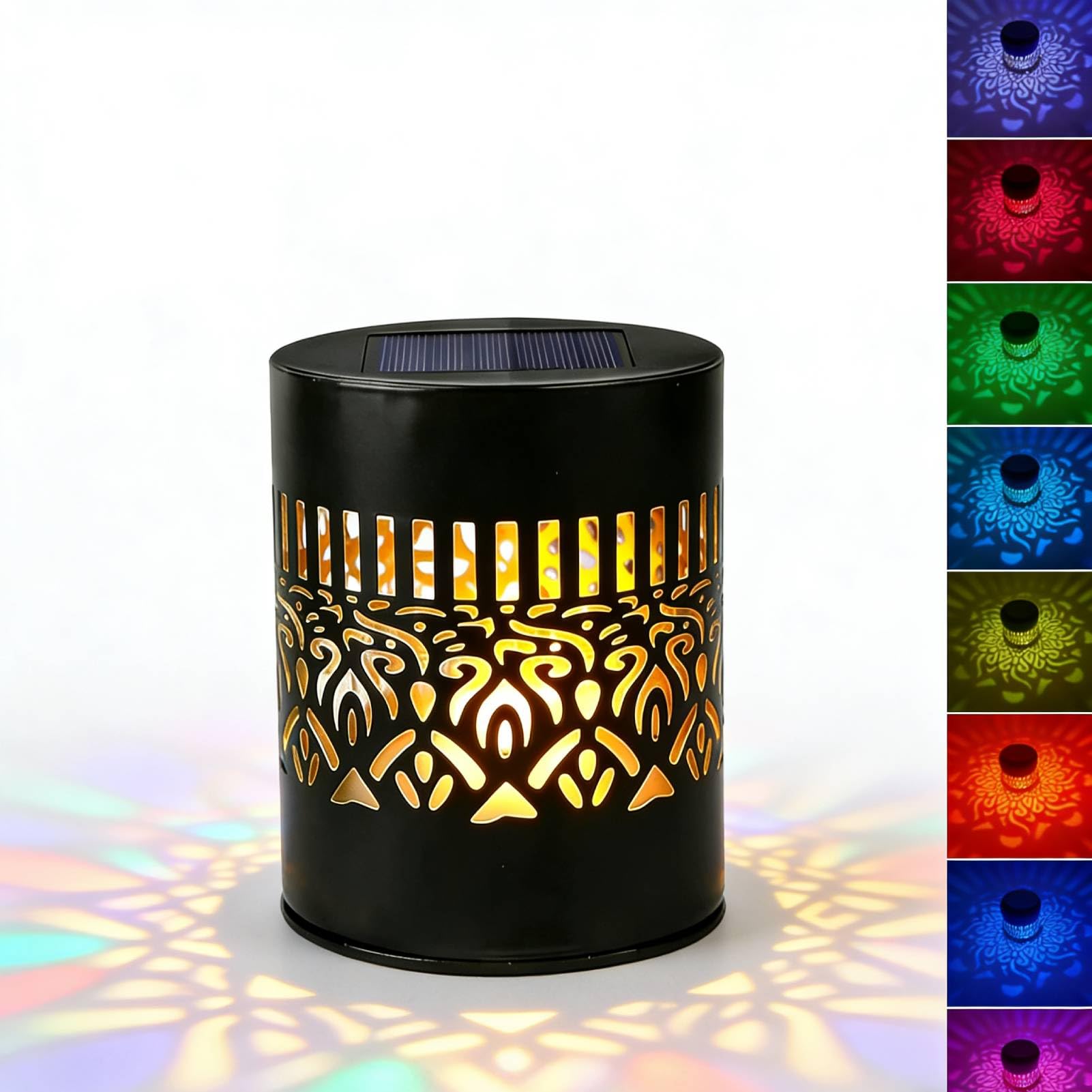 Decorative Solar Mandala Lights, Metal Solar Mandala Lights Outdoor, Waterproof Outdoor Deck Fence Step Wall Lights, for Garden Post Patio Backyard Yard Decor (1, Colorful)