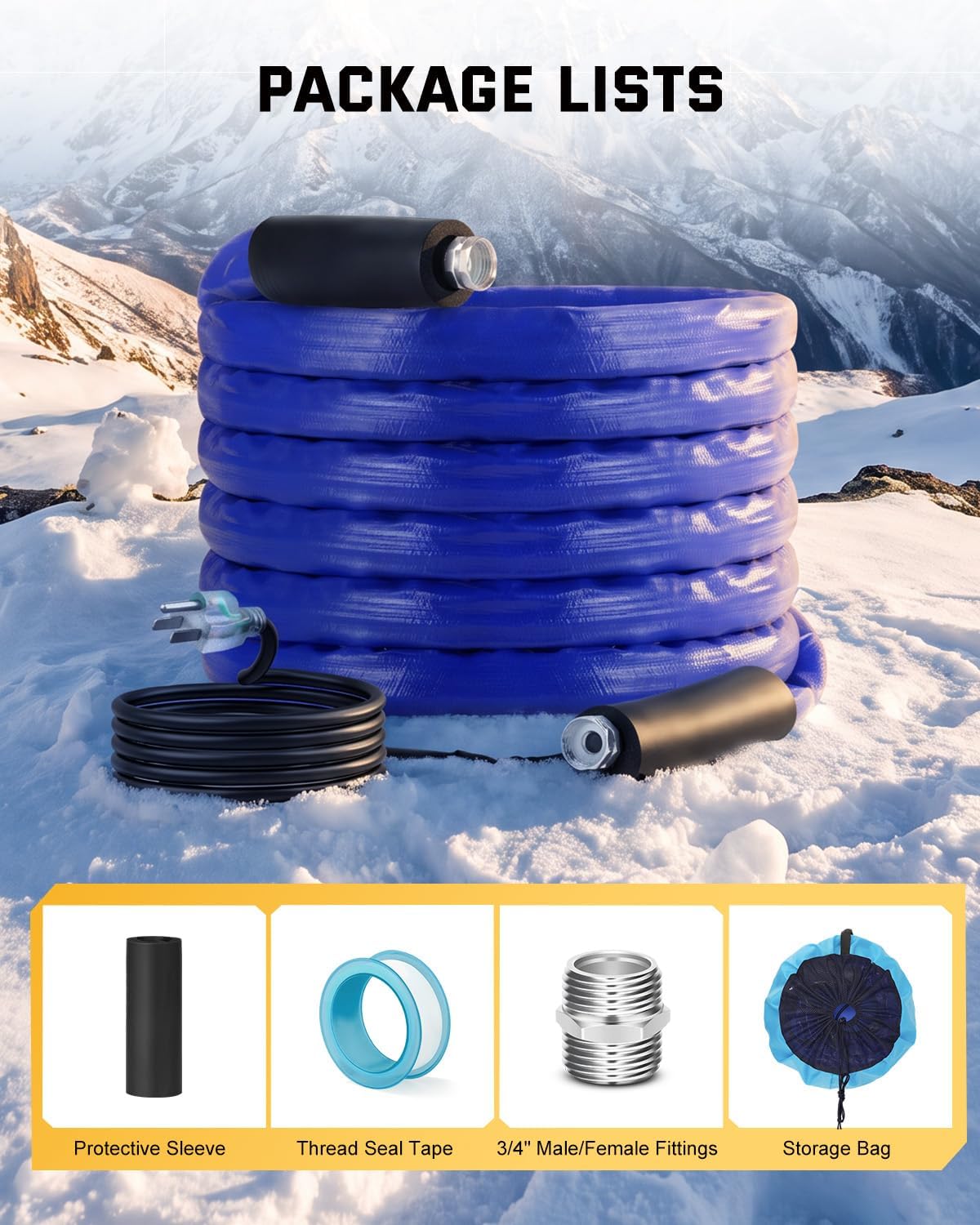 Heated Water Hose for RV, 28FT, -40℉ Freeze Protection