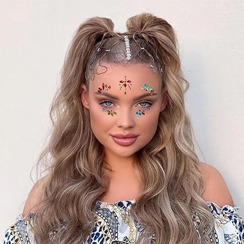 Miniatura 4 de Juego de 6 gemas de cara de sirena, autoadhesivas, calcomanías de gemas para festivales, ojos, cuerpo, cara, accesorios de festival de cristal para