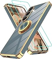 Vista 39 de Gritup Funda para Samsung Galaxy A14 5G: Funda para Samsung A14 2 piezas, protector de pantalla, soporte de anillo de rotación de 360°, soporte