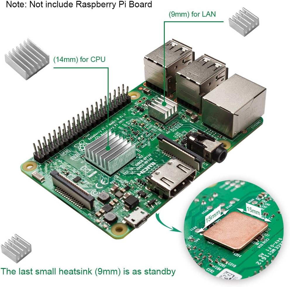 Smraza Case for Raspberry Pi 3 B+, 3 Model B Black Case, 2.5A Power Supply with On/Off Switch,3 Heatsinks