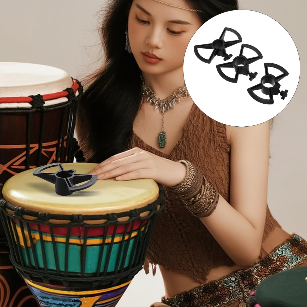 3Pcs Foldable Djembe Stand Adjustable Tripod Holder Portable African Drum Suspension Rack for Studio Stage Performance and Practice