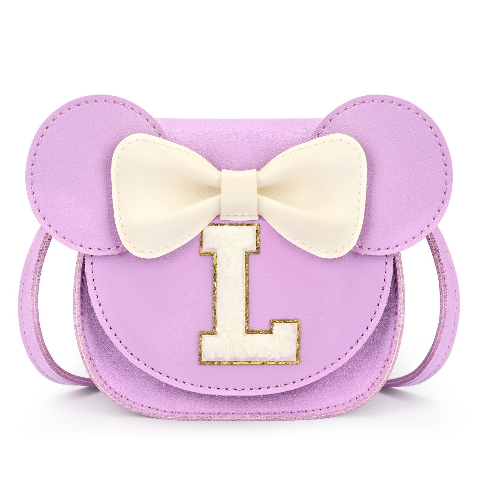 mibasies Toddler Purse 3-8 Girls, Purple Letter L Birthday Gift
