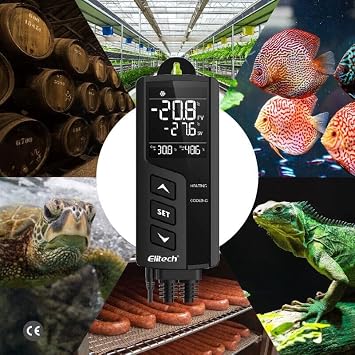 Elitech Temperature Controller Non-WIFI 2-Stage Outlet Thermostat Heating and Cooling for Aquarium Homebrew Seed Fermenter Greenhouse 220V, STC-1000Pro
