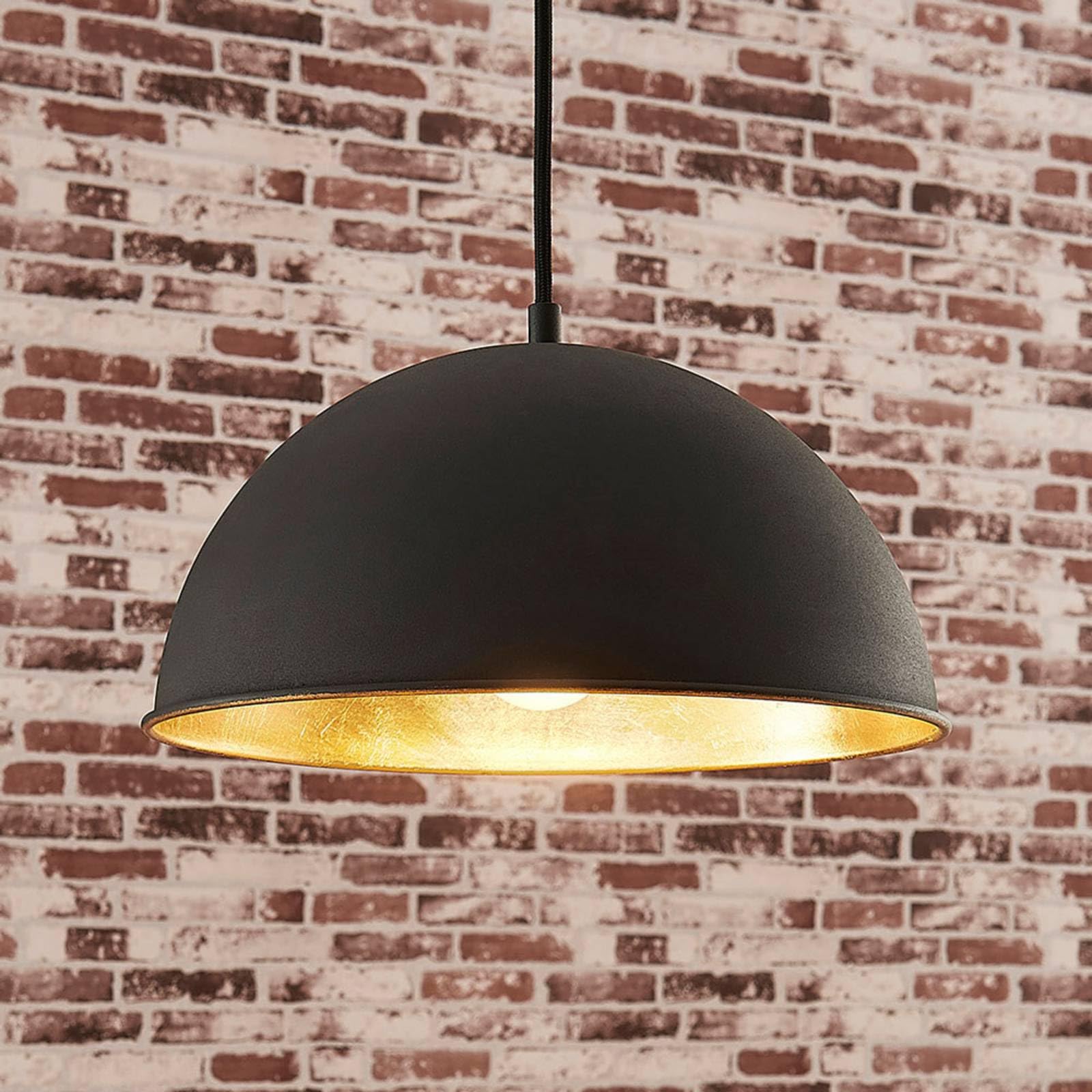 Lindby Esstisch Pendelleuchte, Hängeleuchte Metall Schwarz Gold Hängelampe 1x E27 max. 60W ohne Leuchtmittel Wohnzimmer Esszimmer Esstischlampe