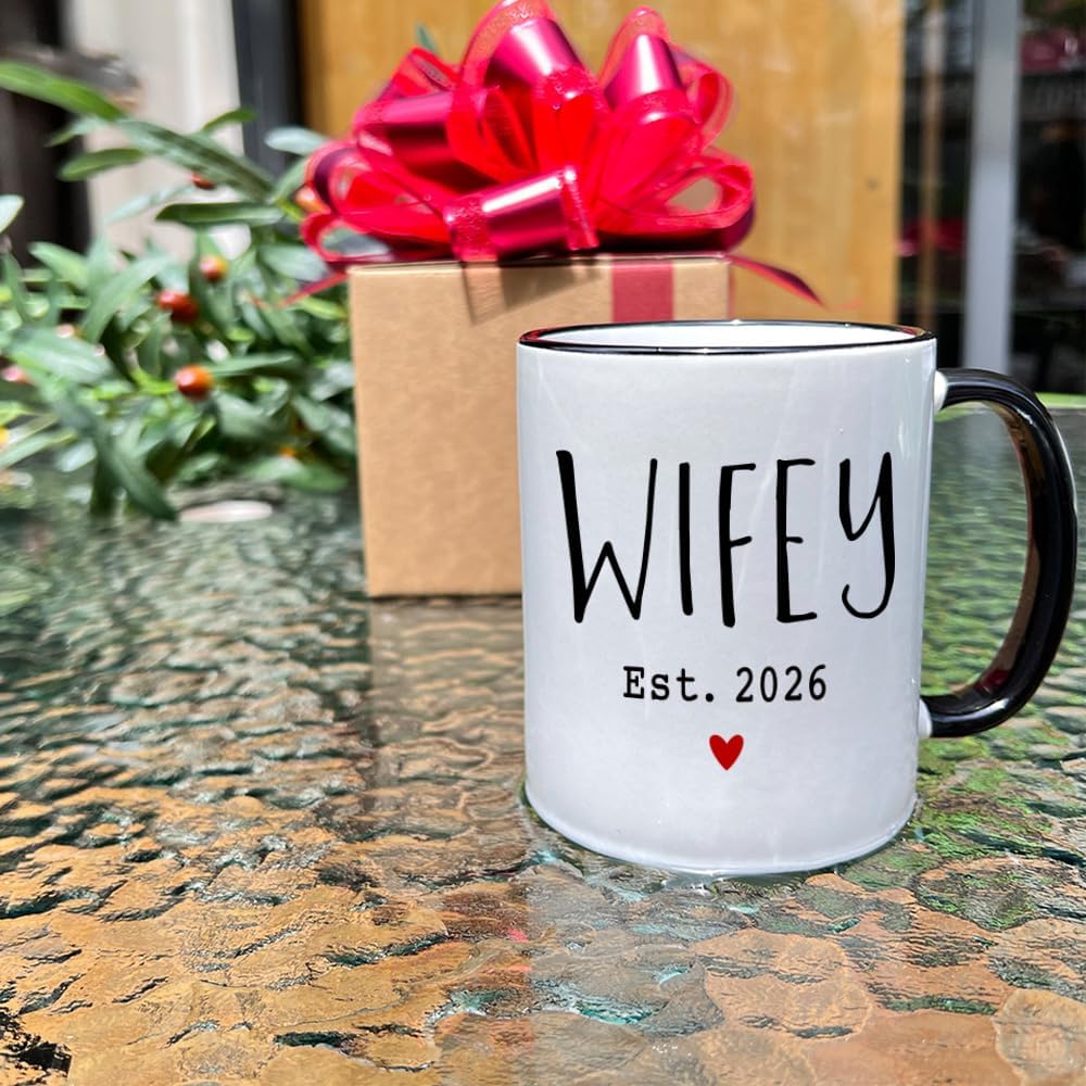 Dnuiyses EST 2026 Hubby Wifey Mugs Set Wedding Gift for Couples, Promoted to Be Hubby Wifey Wedding Gift, Couples Birthday Coffee Mug, Wedding Gifts for Newlywed - Image 4