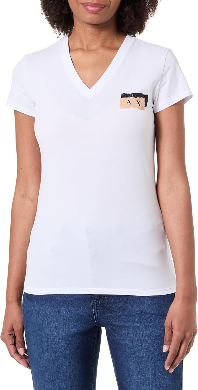 Armani Exchange Salin De Giraud, Shiny Color Contrast Logo T-Shirt Donna