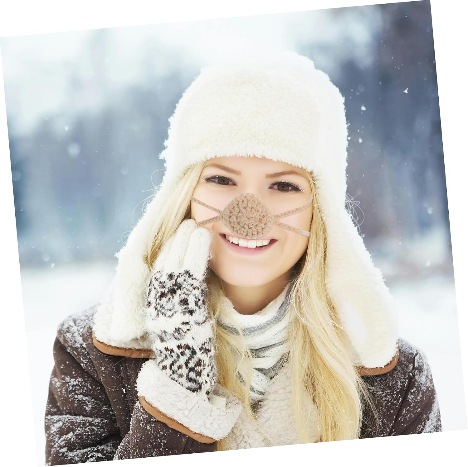 Soft Crochet Nose Warmer for Women Lightweight Winter Nose Cover for Skiing and Outdoor Activities Fashionable Wind Protection Cold Weather Skin Tone