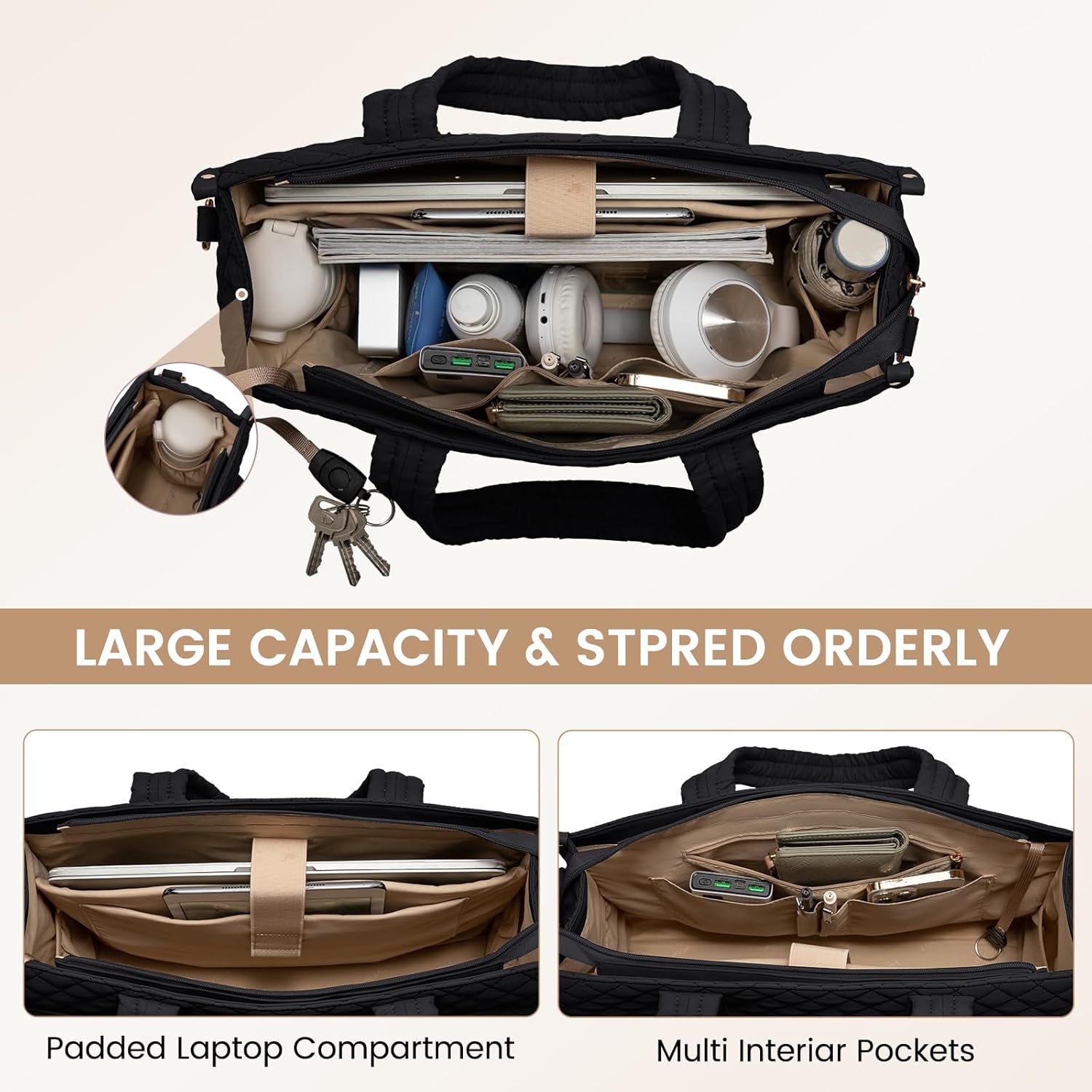 LOVEVOOK Laptop Tote Bag for Women,Canvas Work Tote Bag for Women with Clutch Purse,15.6 Inch Computer Briefcase Bag,Professional Teacher Business Office,Lightweight Shoulder Travel - Image 4