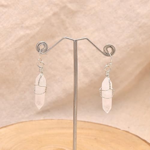 Miniatura 2 de Joseph Brothers Natural White Quartz Wire Wrapped Point Crystal Earrings for Women Reiki Energy Healing