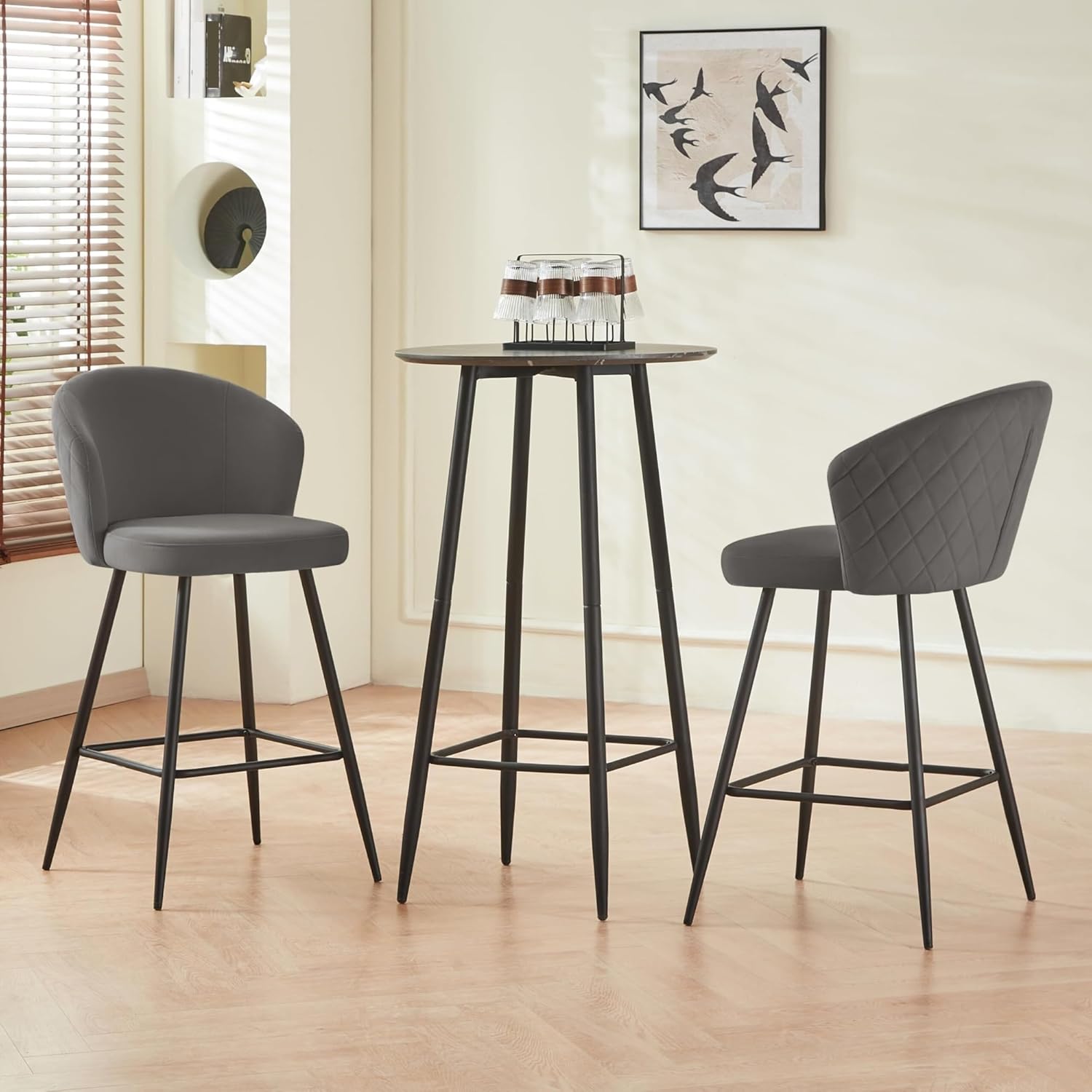 カウンターチェア 2脚セット バーチェア 昇降 回転 PUレザー ハイ