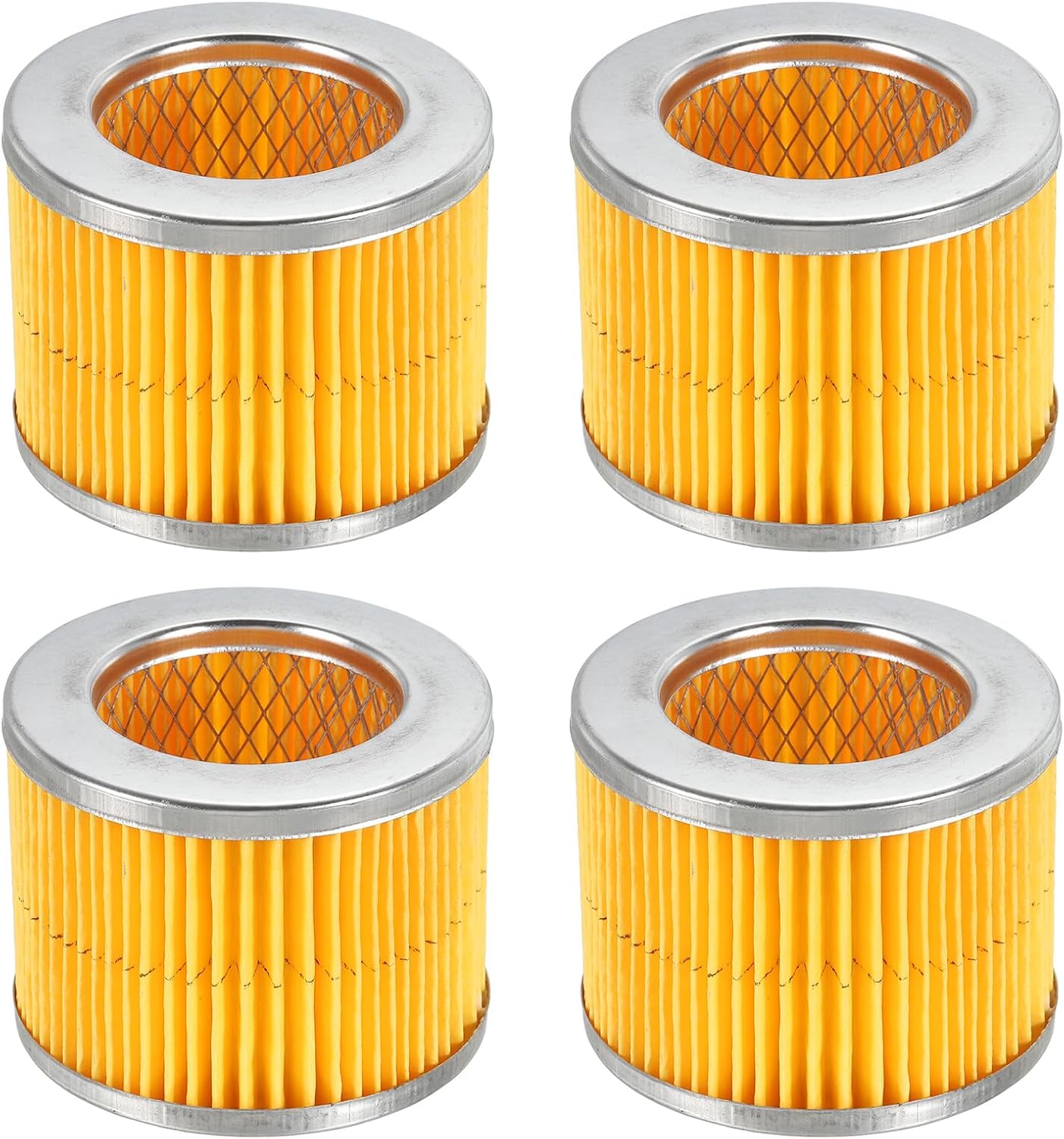 PATIKIL 2.6 x 2 Inch Air Compressor Intake Paper Filter 4 Pack Piston Type Air Filter Elements Replacement for Blowers Generators Filter Particles to Reduce Noise, Yellow