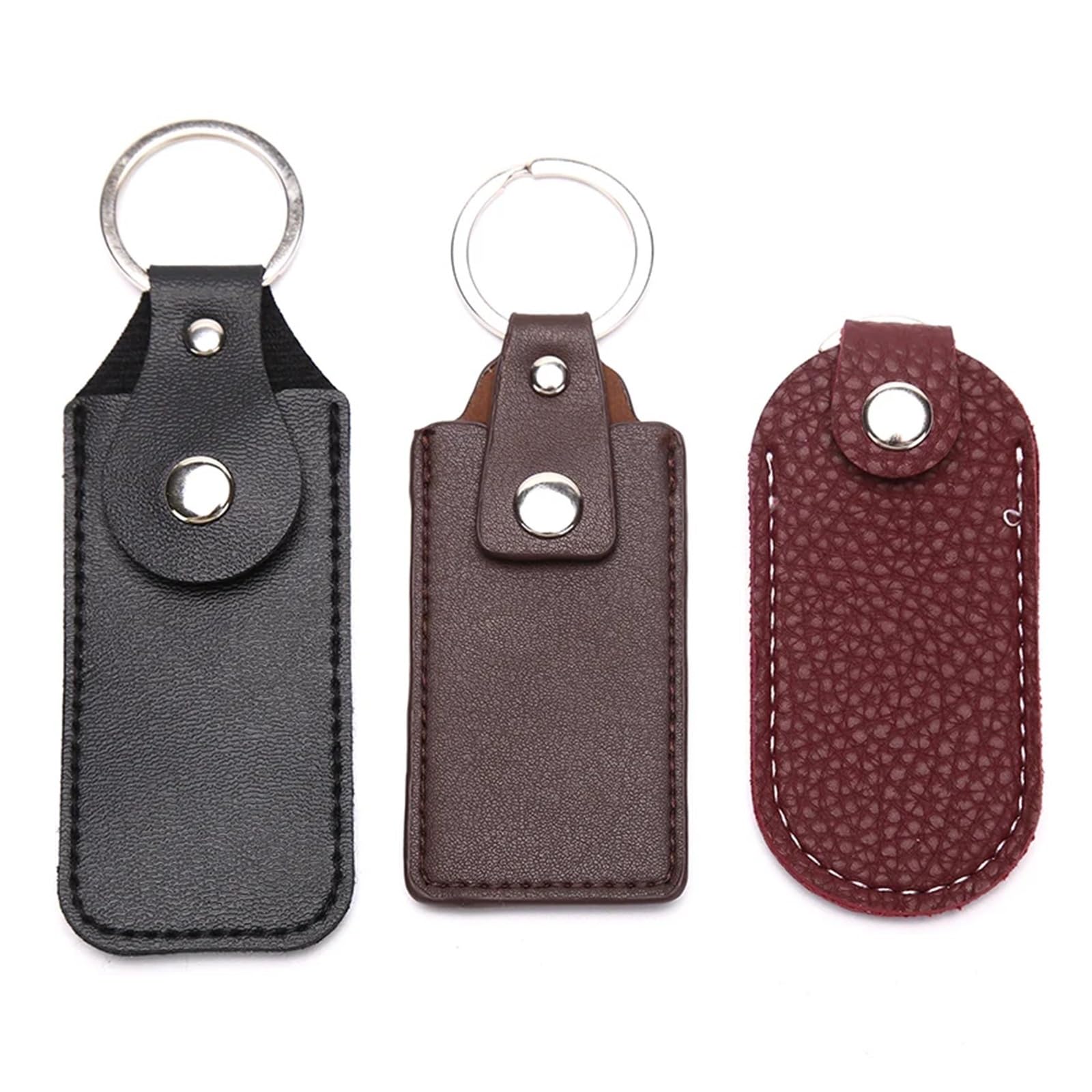 Custodia per disco rigido, 16 pezzi, in pelle, con anello USB, portatile, in poliuretano, per flash drive, rosso, nero, caffè