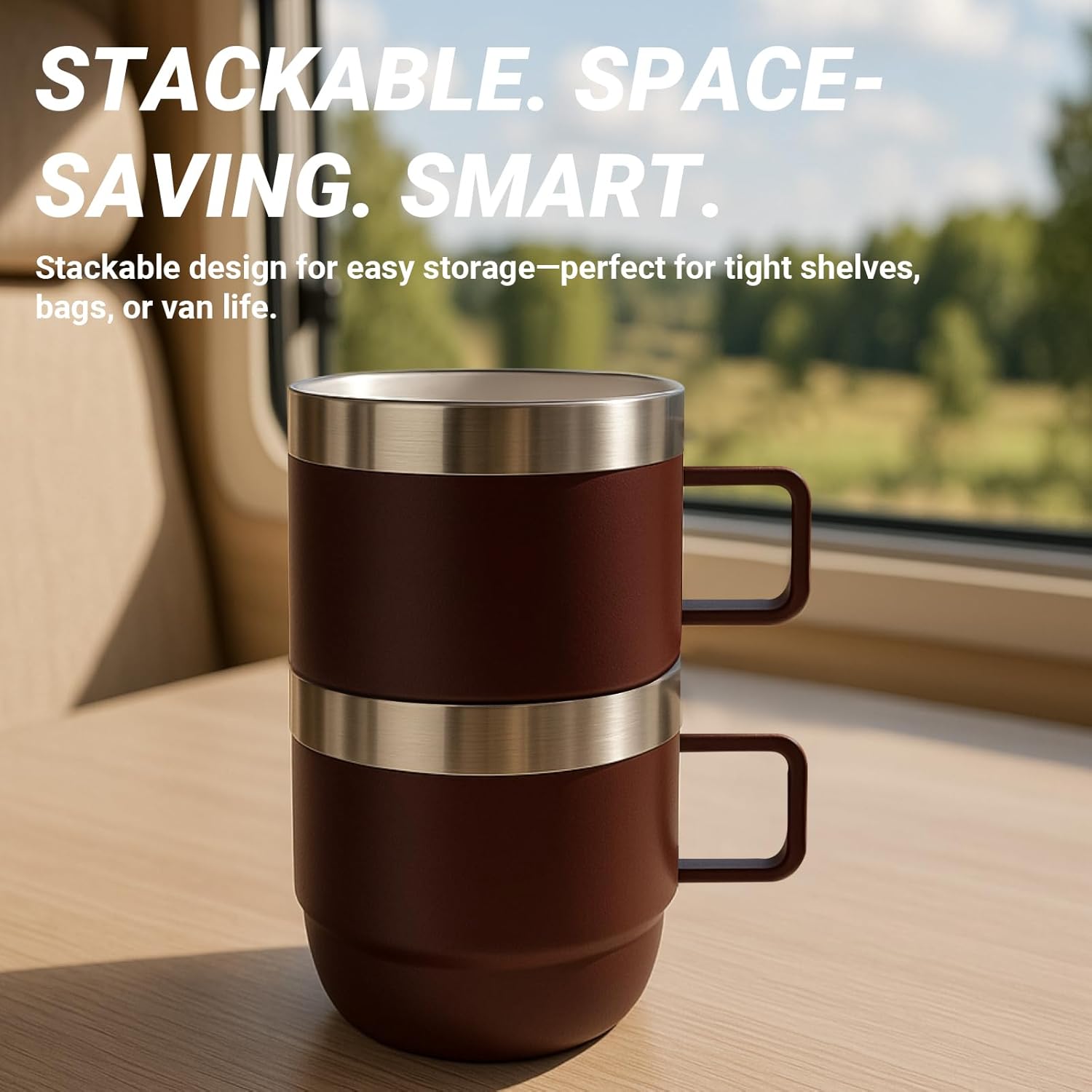 6 oz Espresso/Coffee Mug with Handle, Ceramic-Lined 18/8 Stainless Steel, Double-Wall Vacuum Insulated, Stackable, Dishwasher Safe, Fits Most Espresso Machines (Lilac, 2 Pack) - Image 4