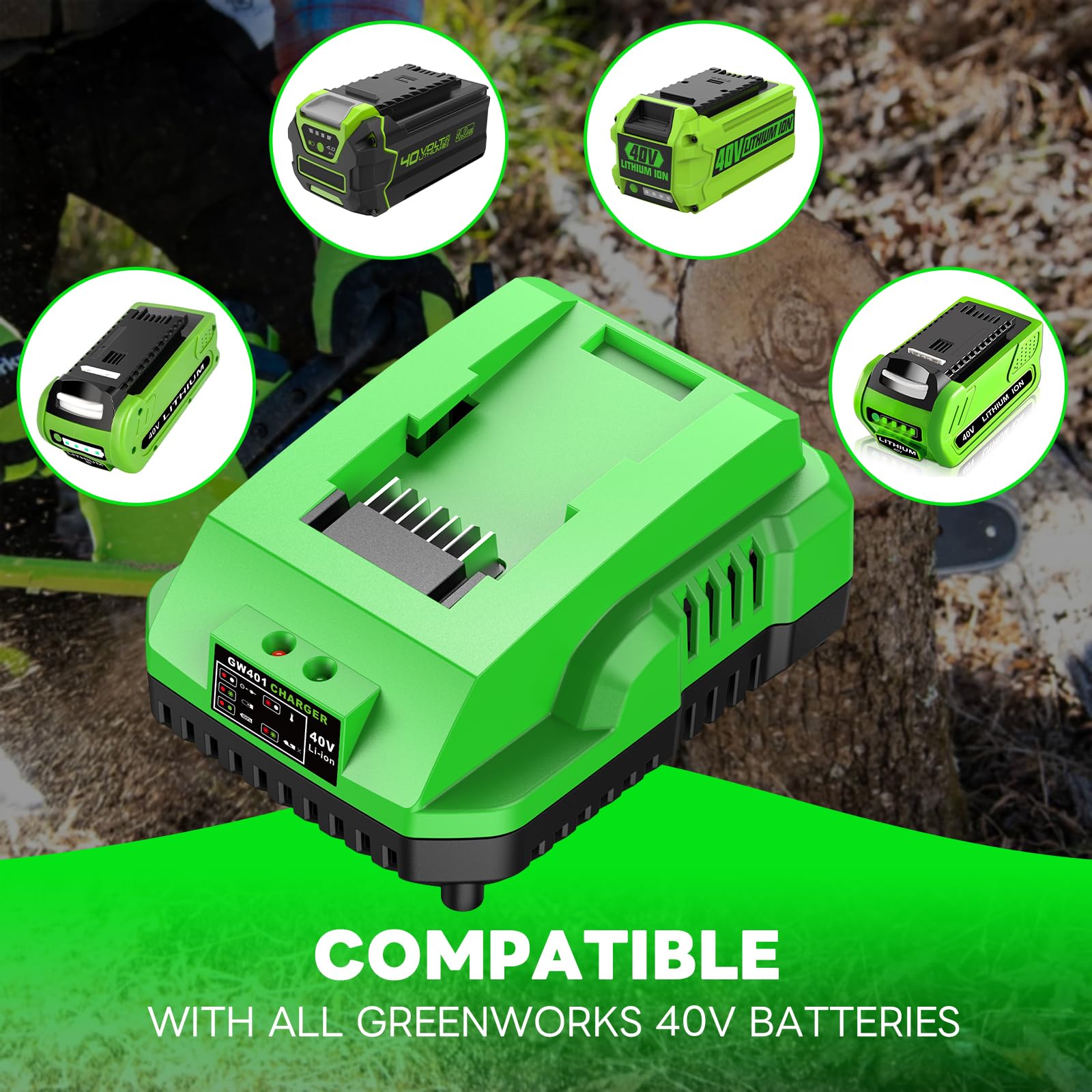 Greenworks ładowarka 40 V zamiennik ładowarki do akumulatora, kompatybilna z 29482 29252 20202 22262 29472 29462 Greenworks 40 V MAX zielone narzędzia elektryczne