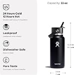 Hydro Flask 32 Oz Stainless Steel Wide Mouth Water Bottle with Leakproof Flex Straw Cap, Chocolate Rose Gold
