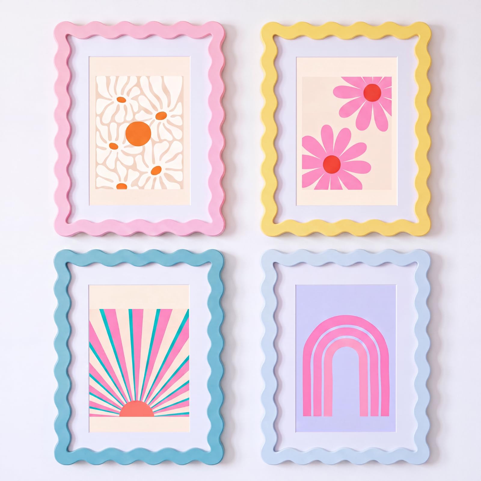 View 1 of *ONLY 2- YELLOW AND PINK* Novabright 8x10 Scalloped Picture Frame (2 Set, Pastel)