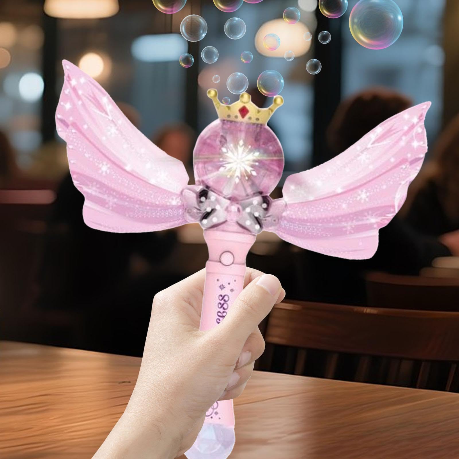 Amagogo Burbuja Máquina Sopladora Automática Varita Eléctrica Juguete Material PP Función Creativa Adecuado para Fiestas Temáticas Juegos Escolares, Rosa, 8801