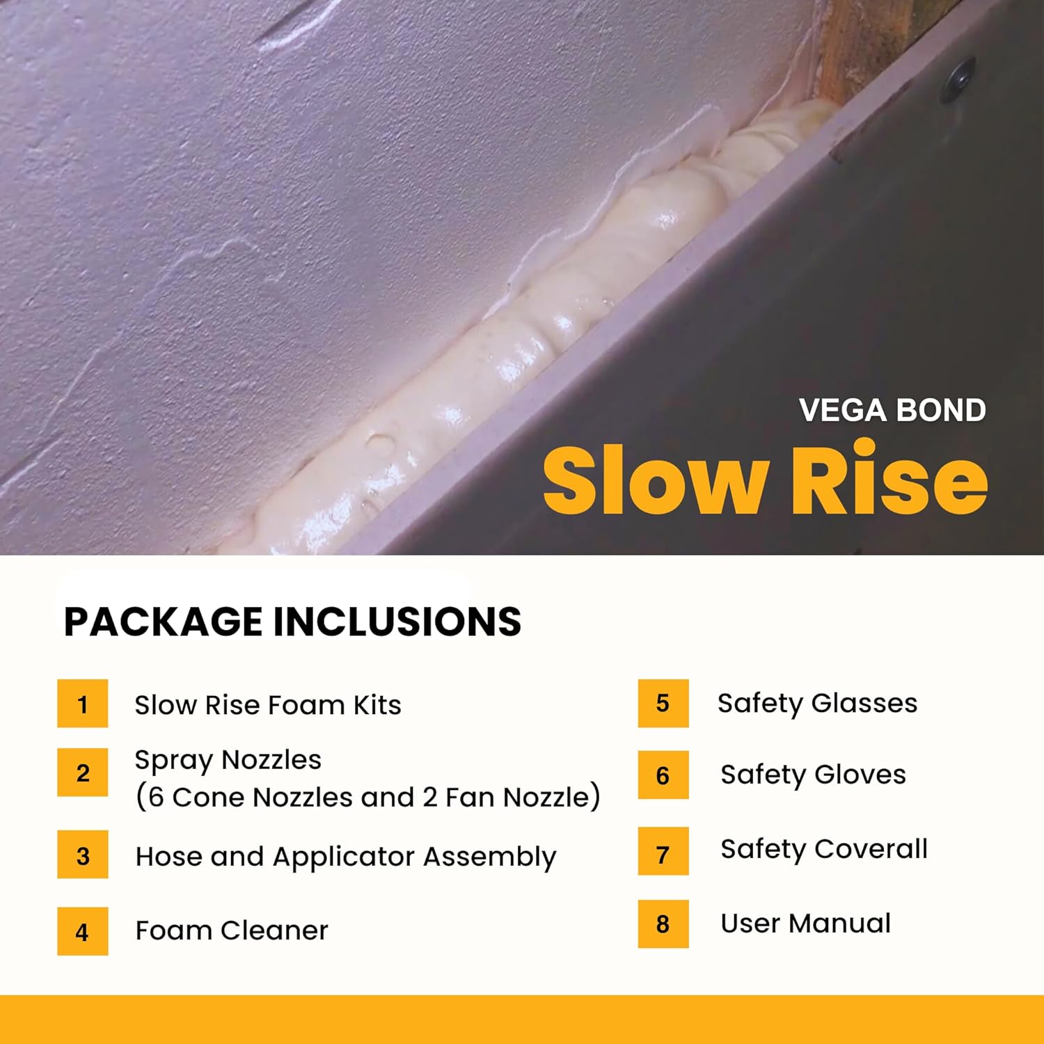 Vega Bond V200 SR Closed Cell Spray Foam Insulation Kit, Slow Rise Injection Foam for Enclosed Wall Cavities, Covers up to 200 Board Feet (V200sr-200 BF Coverage)