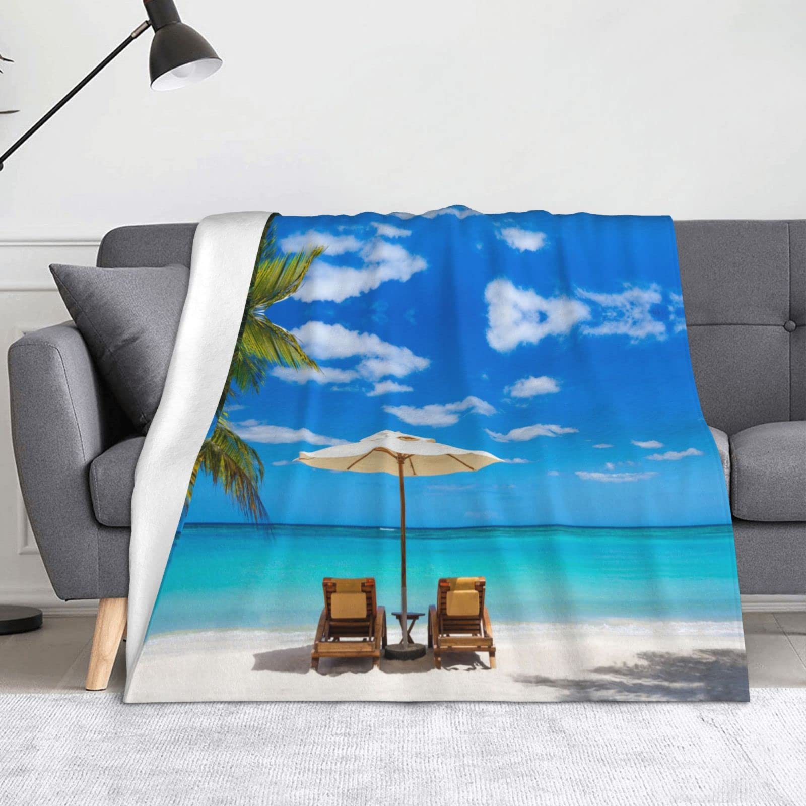Plaid plage tropicale couverture flanelle pour vos soirées canapé et camping