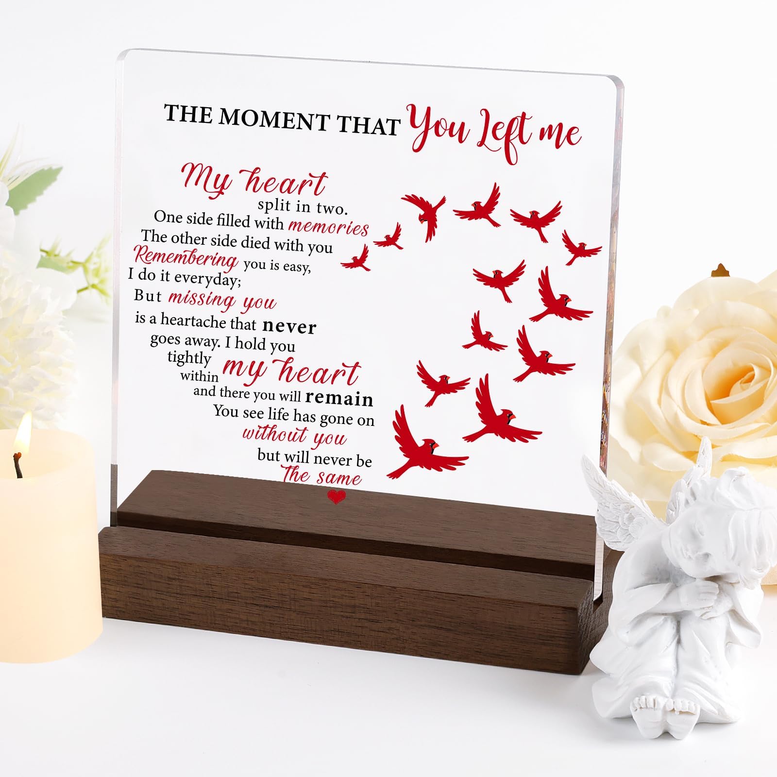 Fabuday Sympathy Gifts for Loss of Loved One - Memorial Plaque Sign Condolences Gift Basket for Loss of Father Mother, Bereavement Remembrance Funeral Cardinal Grief Gifts