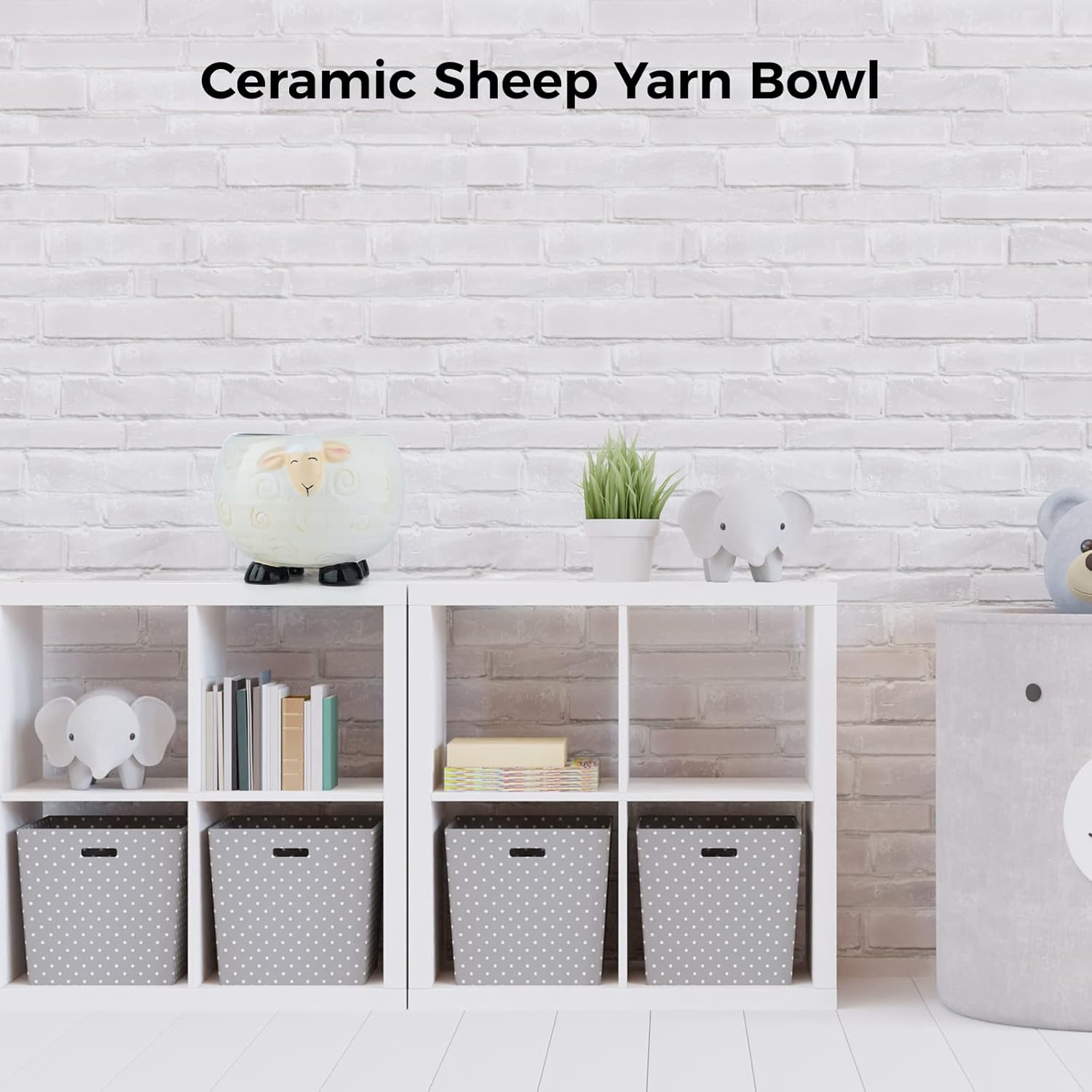 Yarn Bowl for Crochet, Ceramic Sheep Yarn Bowl with Smooth Spiral Outlet for Tangle-Free Knitting, Lovely Sheep Crochet Yarn Holder for Needlecraft & Decoration