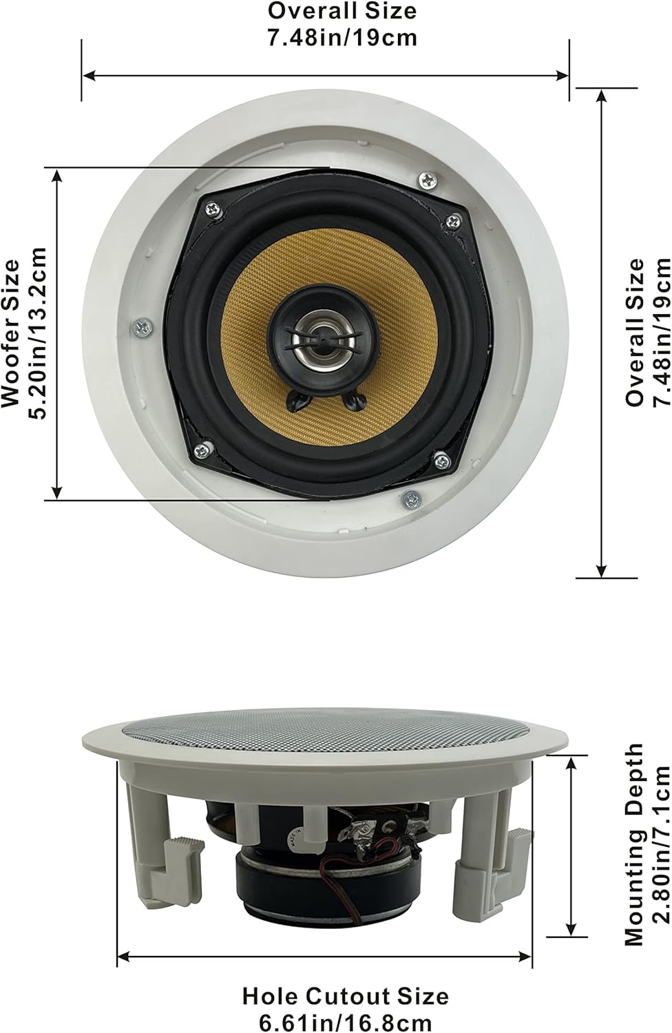 Acoustic Audio HD-5 in Ceiling Speakers Home Theater Surround Sound 5 Speaker Set