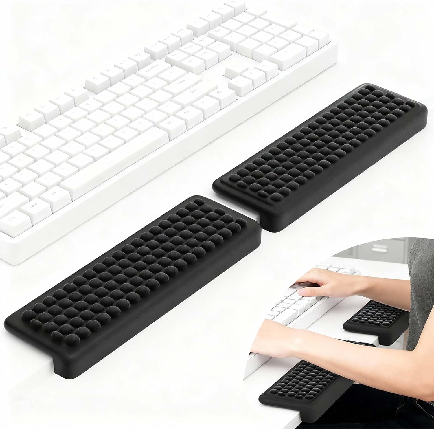 Arm Rest for Desk, L-Shaped Elbow Pad 2-Piece Set, Non-Slip Wrist Rest for Computer Keyboard Elbow Rest, Memory Foam Desk Wrist Support, Ergonomic Desk Edge Cushion for Office and Home Use
