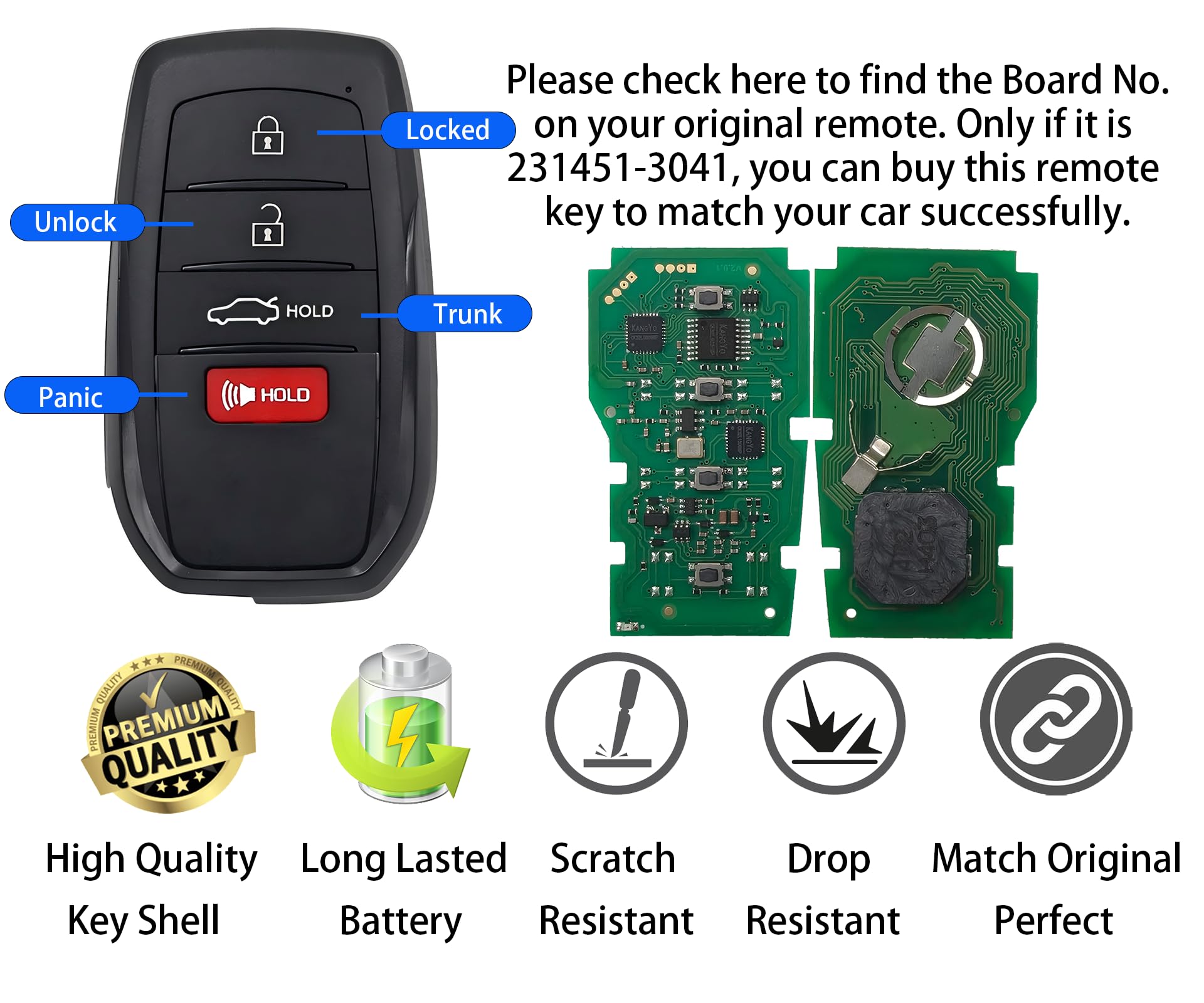 Amazon.com: Smart Key for Toyota Crown 2023-2024, Alliskeys 4 