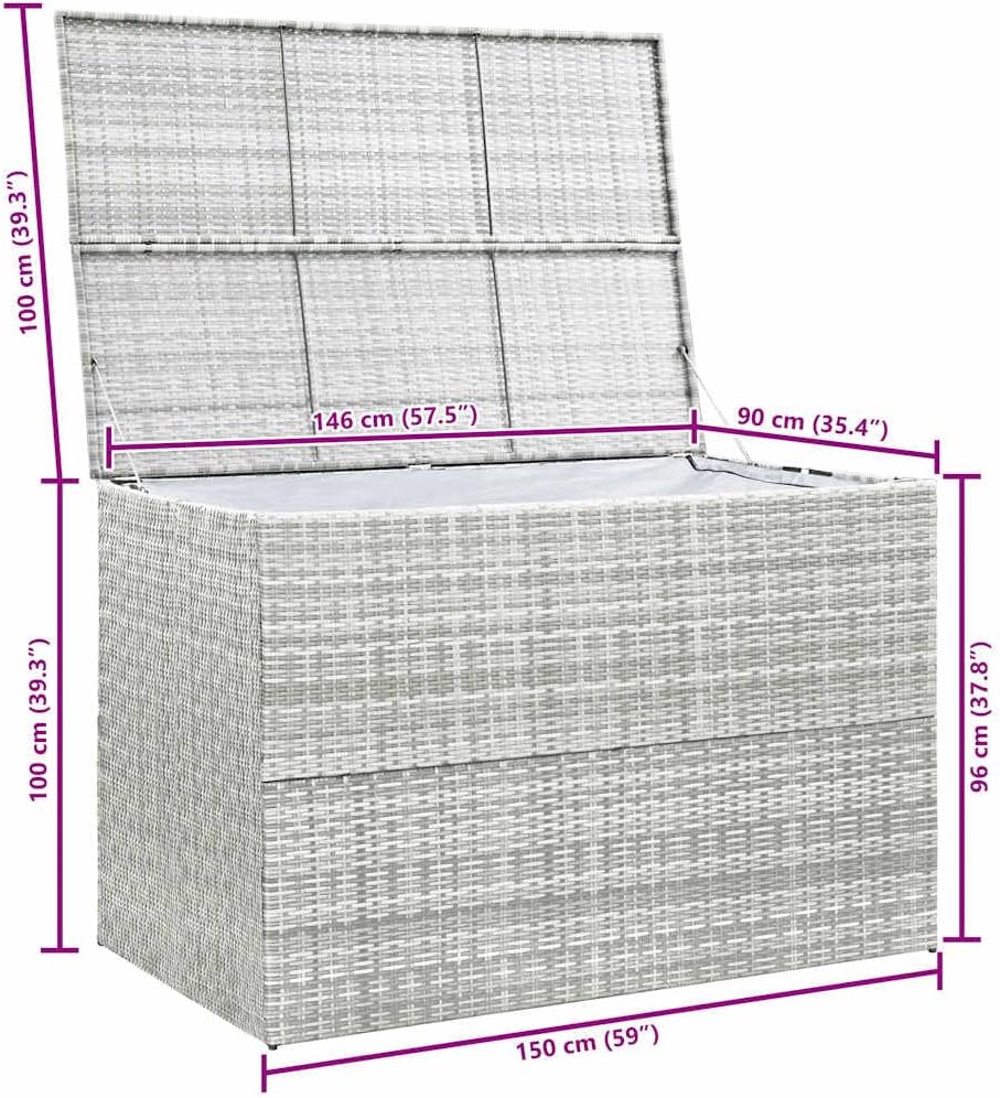 vidaXL Outdoor Storage, Deck Box with Lid, Patio Cabinet, Storage Chest for Outdoor Cushions Throw Pillows Garden Tools Pool Supplies, Light Gray