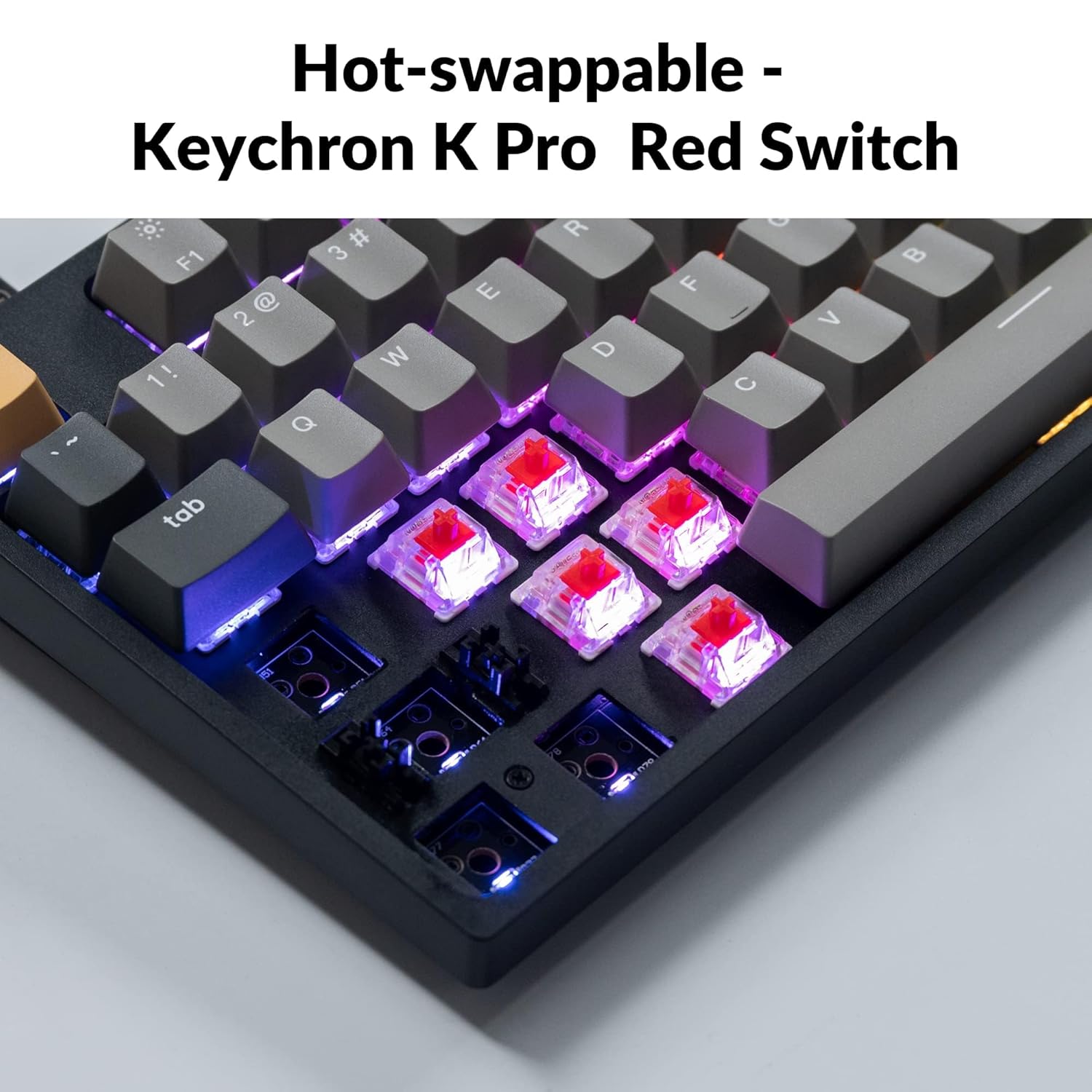 Keychron C1 Pro Wired Mechanical Keyboard TKL Layout, QMK Programmable RGB Backlit with Hot-swappable K Pro Red Switch, OEM Profile Double-Shot PBT Keycaps Compatible for Mac Windows Linux