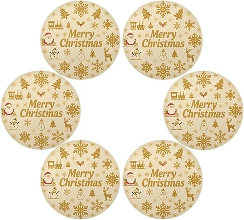 Miniatura 3 de Merry Christmas Snowflake Gold Snowman Circle placemats Thick placemats for Dining Table 15x15 in individuales para
